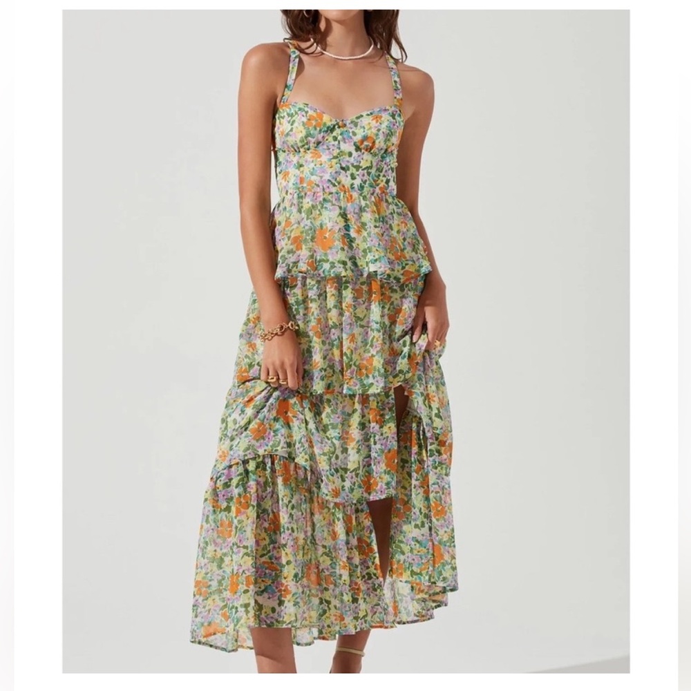 ASTR the label midsummer floral tiered midi dress